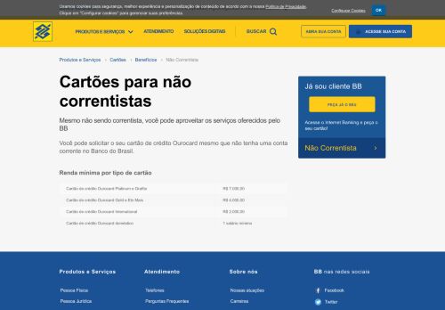 
                            1. Não Correntista - Você | Banco do Brasil