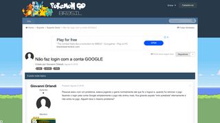 
                            10. Não faz login com a conta GOOGLE - Suporte Geral - Pokémon GO Brasil