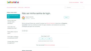 
                            4. Não sei minha senha de login. – Em que podemos ajudar? - Leiturinha