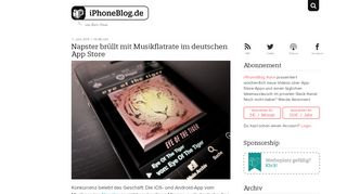 
                            11. Napster brüllt mit Musikflatrate im deutschen App Store – iPhoneBlog.de
