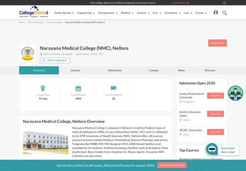 
                            9. Narayana Medical College (NMC), Nellore - 2019 Admission, Courses ...