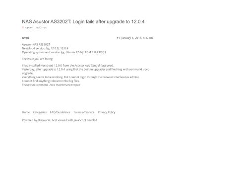 
                            12. NAS Asustor AS3202T: Login fails after upgrade to 12.0.4 - support ...