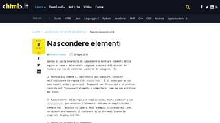 
                            8. Nascondere Elementi | Guida CSS | HTML.it