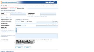 
                            12. NASDAQ Electronic Disclosure Submittal Form - NASDAQ.net