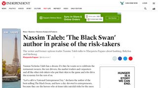 
                            2. Nassim Taleb: 'The Black Swan' author in praise of the risk-takers ...