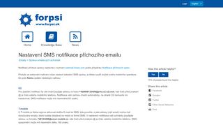 
                            8. Nastavení SMS notifikace příchozího emailu - FORPSI.SK
