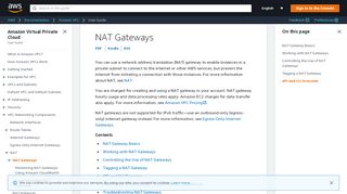 
                            7. NAT Gateways - Amazon Virtual Private Cloud - AWS Documentation