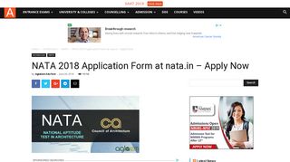 
                            6. NATA 2018 Application Form at nata.in – Apply Now | AglaSem ...