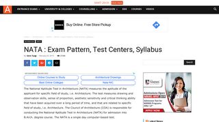 
                            4. NATA : Exam Pattern, Test Centers, Syllabus | AglaSem Admission