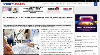 
                            9. NATA Result 2018: NATA Result declared on nata.in, check on links ...