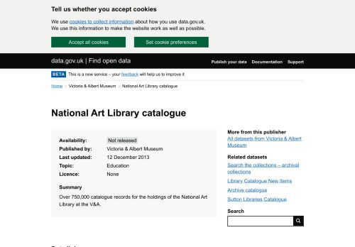 
                            8. National Art Library catalogue - data.gov.uk