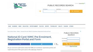 
                            11. National ID Card: NIMC Pre Enrolment, Registration Portal and Form