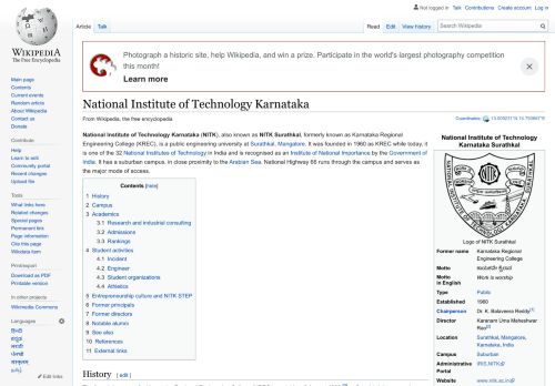 
                            10. National Institute of Technology Karnataka - Wikipedia