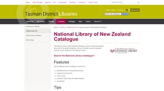 
                            13. National Library of New Zealand Catalogue » Tasman District Libraries