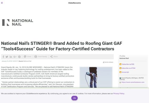 
                            4. National Nail's STINGER® Brand Added to Roofing Giant ...