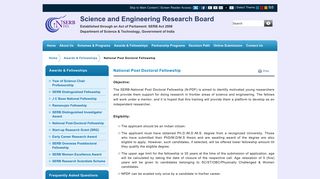 
                            3. National Post Doctoral Fellowship: Science and Engineering ... - SERB