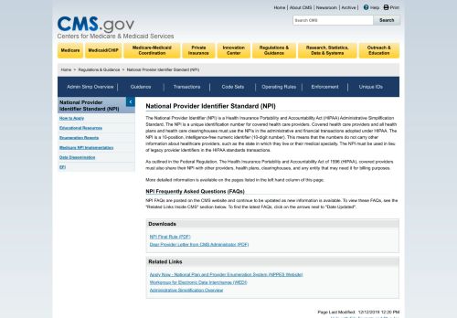 
                            5. National Provider Identifier Standard (NPI) - Centers for Medicare ...