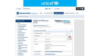 
                            3. National Rail Enquiries - Chiltern Railways