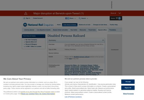 
                            6. National Rail Enquiries - Disabled Persons Railcard