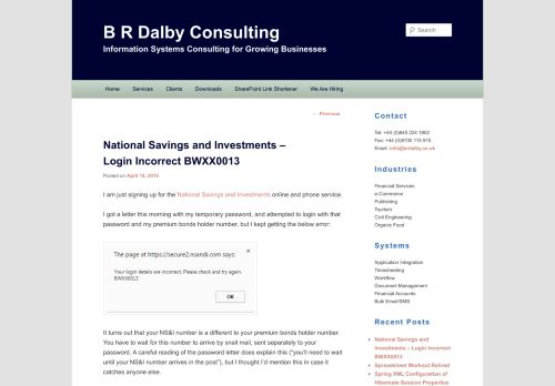 
                            11. National Savings and Investments – Login Incorrect ...