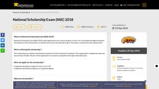 
                            8. National Scholarship Exam (NSE) 2018 - Buddy4Study