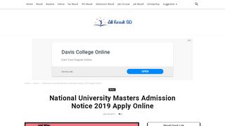 
                            7. National University Masters Admission Notice 2018 Apply Online