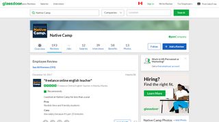 
                            9. Native Camp - freelance online english teacher | Glassdoor.ca