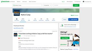 
                            6. Native Camp - I have been working at Native Camp as full time ...