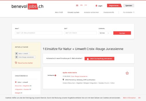 
                            8. Natur + Umwelt Croix-Rouge Jurassienne Jobs | benevol-jobs.ch
