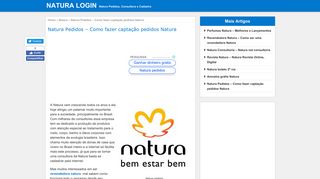 
                            7. Natura Pedidos - Como fazer captação pedidos ... - NATURA LOGIN