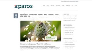 
                            13. Naturärzte Vereinigung Schweiz (NVS) empfiehlt Paros für Tarif 590 ...