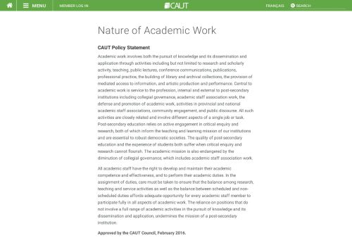 
                            11. Nature of Academic Work | CAUT