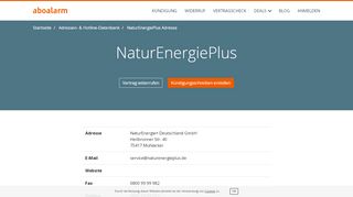 
                            8. NaturEnergiePlus Kündigungsadresse und Kontaktdaten - Aboalarm