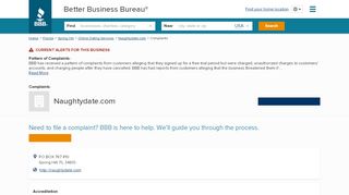 
                            8. Naughtydate.com | Complaints | Better Business Bureau® Profile