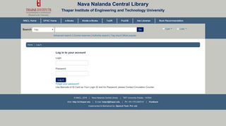 
                            1. Nava Nalanda Central Library, Thapar University catalog › Log in to ...