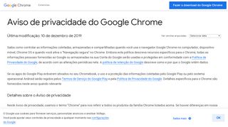 
                            7. Navegador Chrome: Política de Privacidade - Google