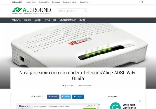 
                            12. Navigare sicuri con un modem Telecom/Alice ADSL WiFi. Guida