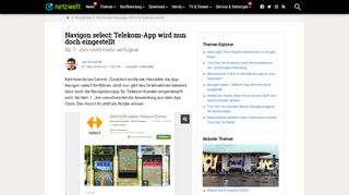 
                            6. Navigon select: Telekom-App wird nun doch eingestellt - NETZWELT