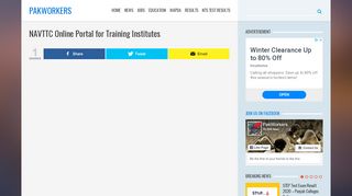 
                            5. NAVTTC Online Portal for Training Institutes | PAKWORKERS