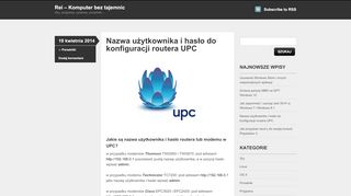 
                            5. Nazwa użytkownika i hasło do konfiguracji routera UPC | Rei ...