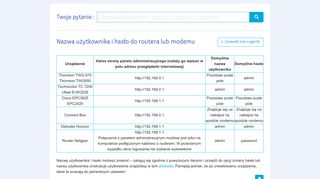 
                            9. Nazwa użytkownika i hasło do routera lub modemu - UPC