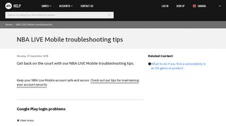 
                            11. NBA LIVE Mobile troubleshooting tips - Origin Help