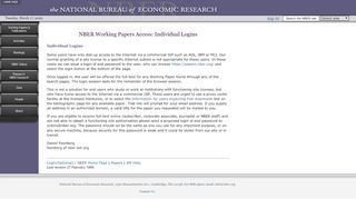 
                            1. NBER Working Papers Access: Individual Logins