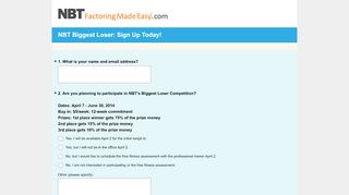 
                            9. NBT Biggest Loser: Sign Up Today! Survey - Research.net