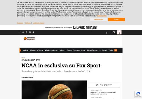 
                            8. NCAA in esclusiva su Fox Sport – Basketinside.com