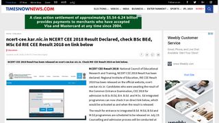 
                            6. ncert-cee.kar.nic.in NCERT CEE 2018 Result Declared, check BSc ...