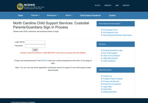 
                            6. NCID Parents Login Page - North Carolina Child Support Services