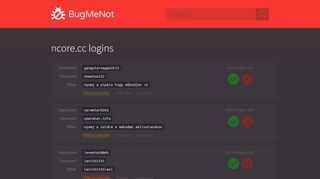 
                            5. ncore.cc passwords - BugMeNot