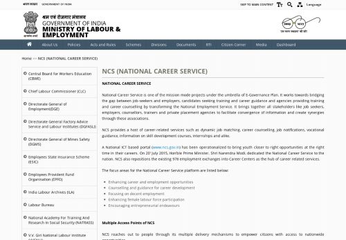 
                            7. NCS (NATIONAL CAREER SERVICE) | Ministry of Labour ...