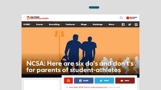 
                            10. NCSA: Here are six do's and don't's for parents of student-athletes